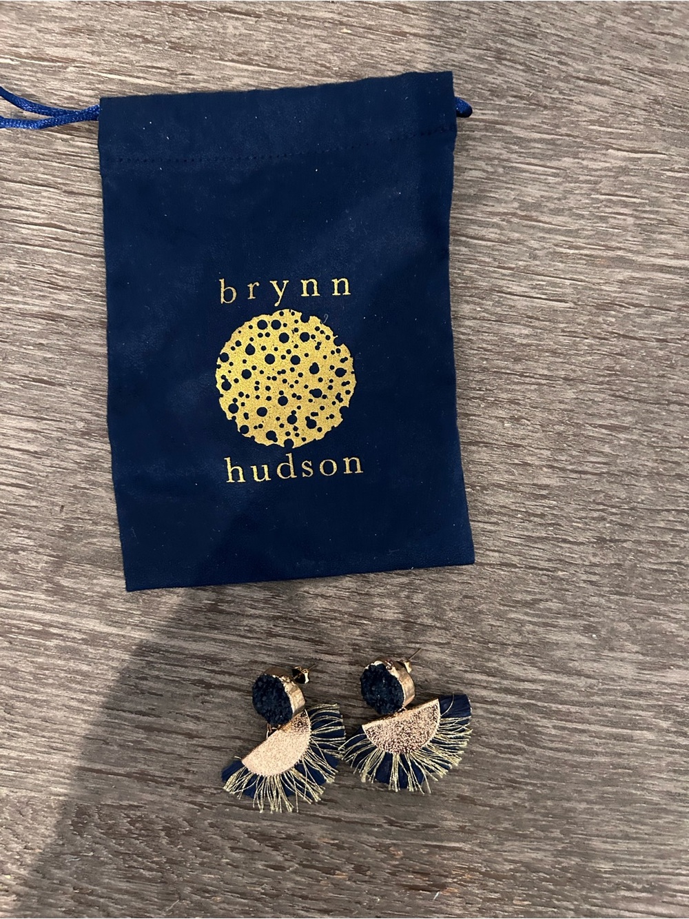 Brynn Hudson Navy & Gold Fringe Statement Earrings